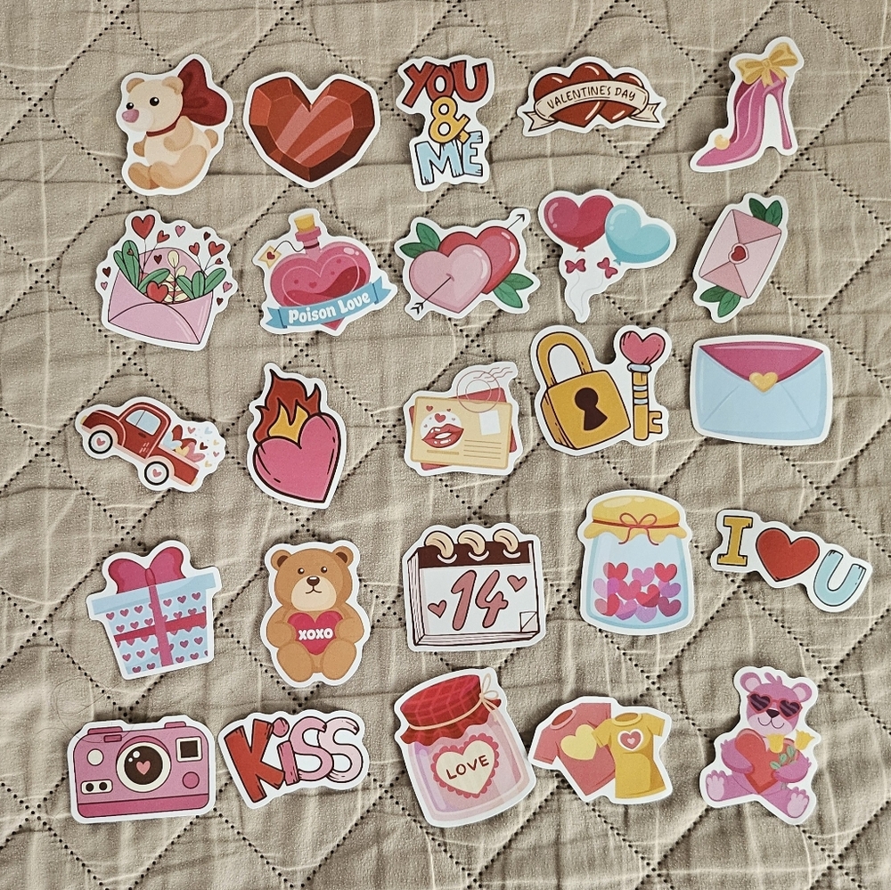 Love themed stickers, 25pcs,  Journaling and stationary,  arts and crafts. Women